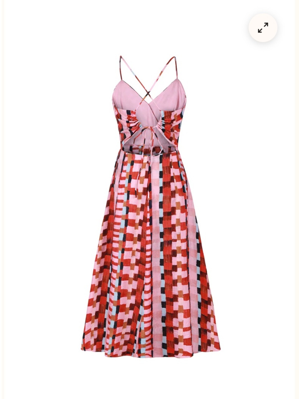 FRNCH AELIG Spatula Striped check Midi Dress Wrap Front Cut Out Back resortwear - Picture 8 of 8